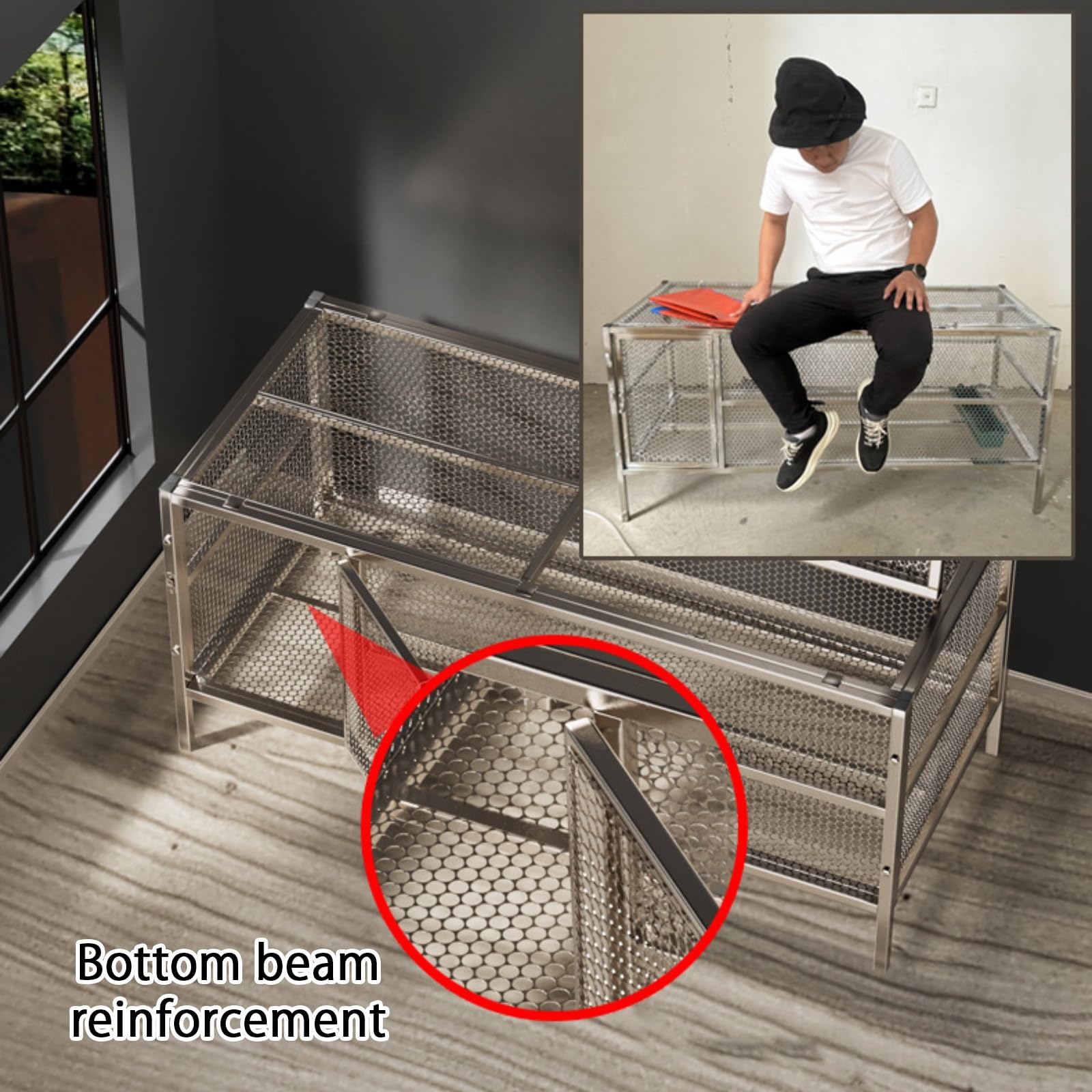 Ponederos para Gallinas, Corral para Gallinas de Corral en Acero Inoxidable, Malla de Alta Densidad Anti-Intrusión contra Comadrejas, Serpientes y Ratones, para Jardín y Granja(100cmx66cm/39.3x
