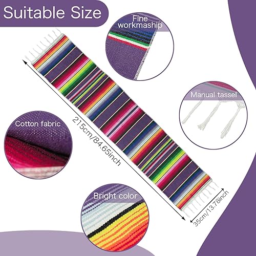 Miniatura 2 de 15 piezas de camino de mesa mexicano fiesta temática mexicana decoración para fiesta del Cinco de Mayo, fiesta Serape Zarape, camino de mesa de 14 x