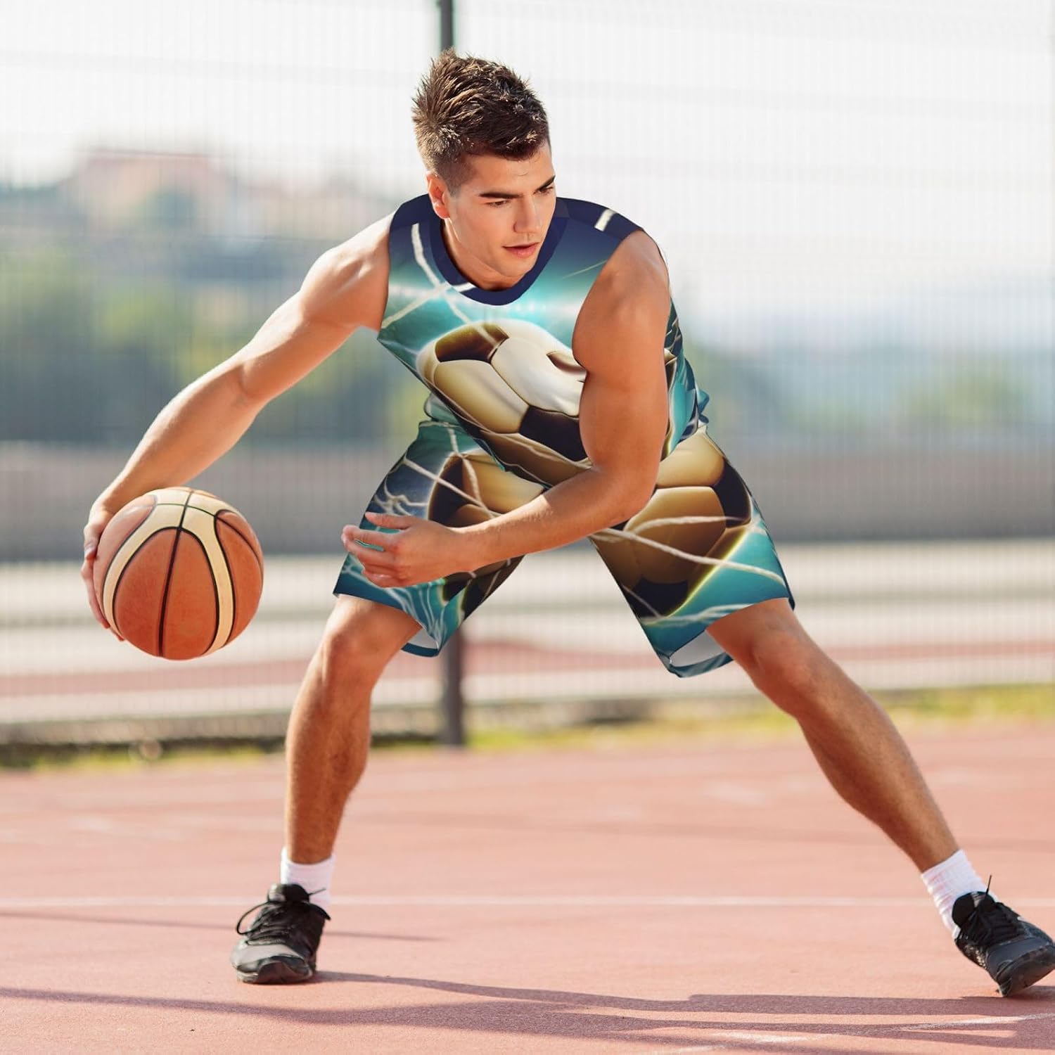 Mens Basketball Jerseys Goal Soccer Uniform Suit Mesh Sports Jersey Outfits T-Shirt and Short Sets Black