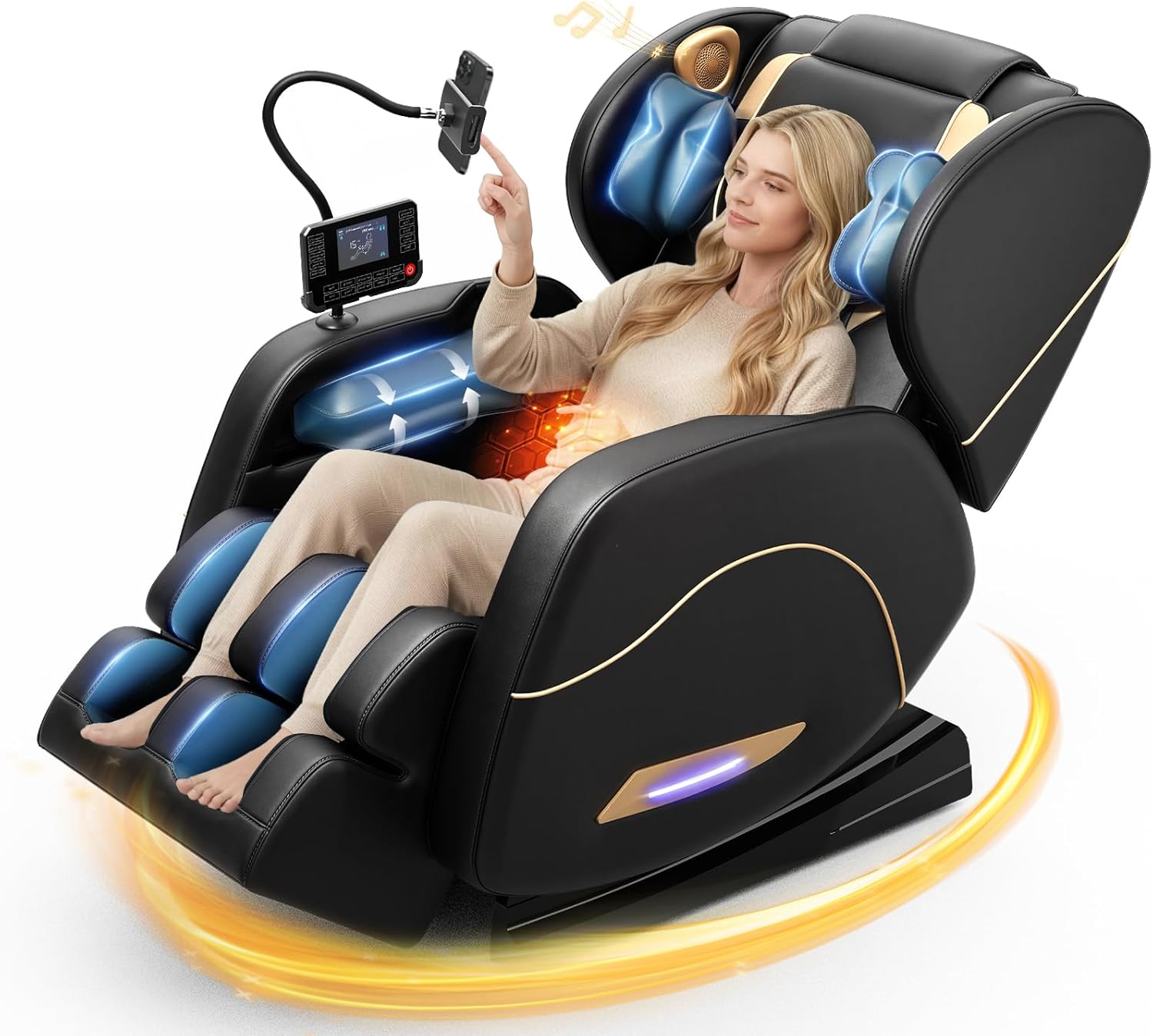 Megashock SL Track 2026 Massage Chair Full Body, Zero Gravity Massage Chair with Back Heat, 12 Fixed Rollers, Foot Massage, Airbag Massage and Bluetooth Speaker for Home and Office