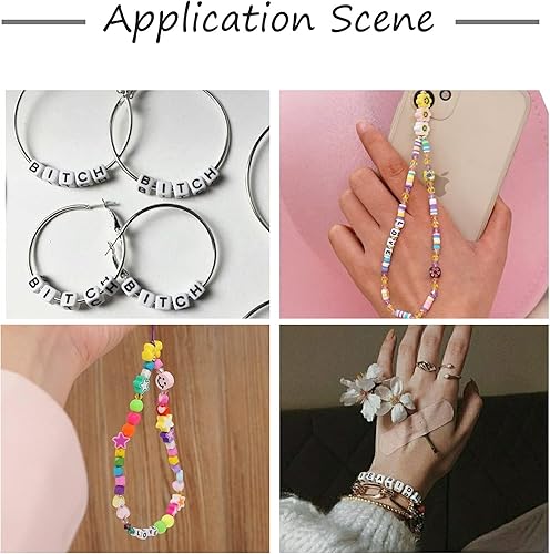 Vista 171 de FASHEWELRY 300 cuentas de letras acrílicas blancas de 0.236 x 0.236 pulgadas (0.236 x 0.236 in), cuentas del alfabeto para hacer pulseras