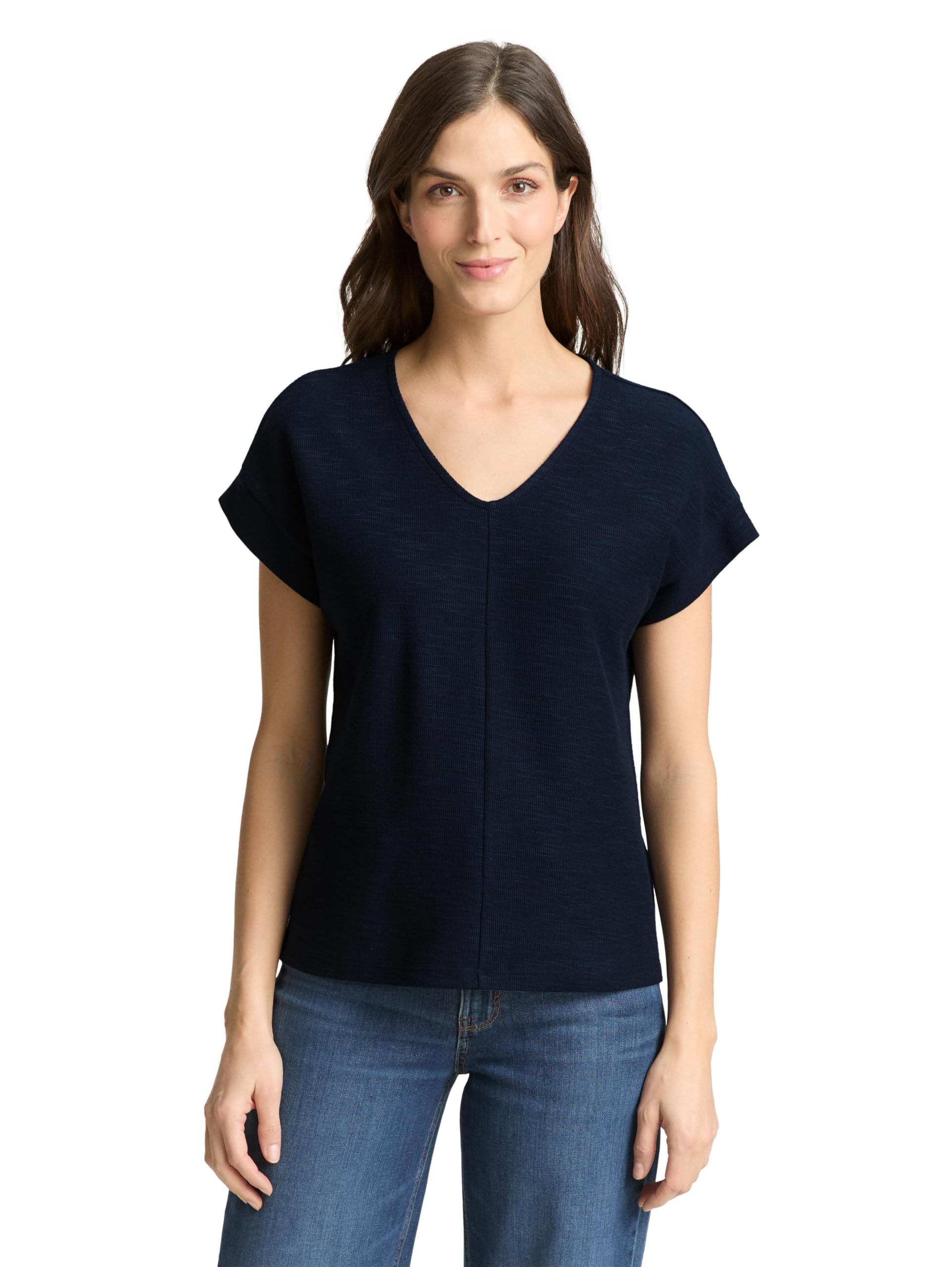 TOM TAILOR Damen T-Shirt mit V-Ausschnitt