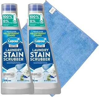Laundry Stain Remover Power Bundle by Boombaloom!: Two - Carbona Laundry Stain Scrubber 8.4 oz each & Microfiber Towel, Ideal for Clothes, Baby & Laundry Stains (color may vary)