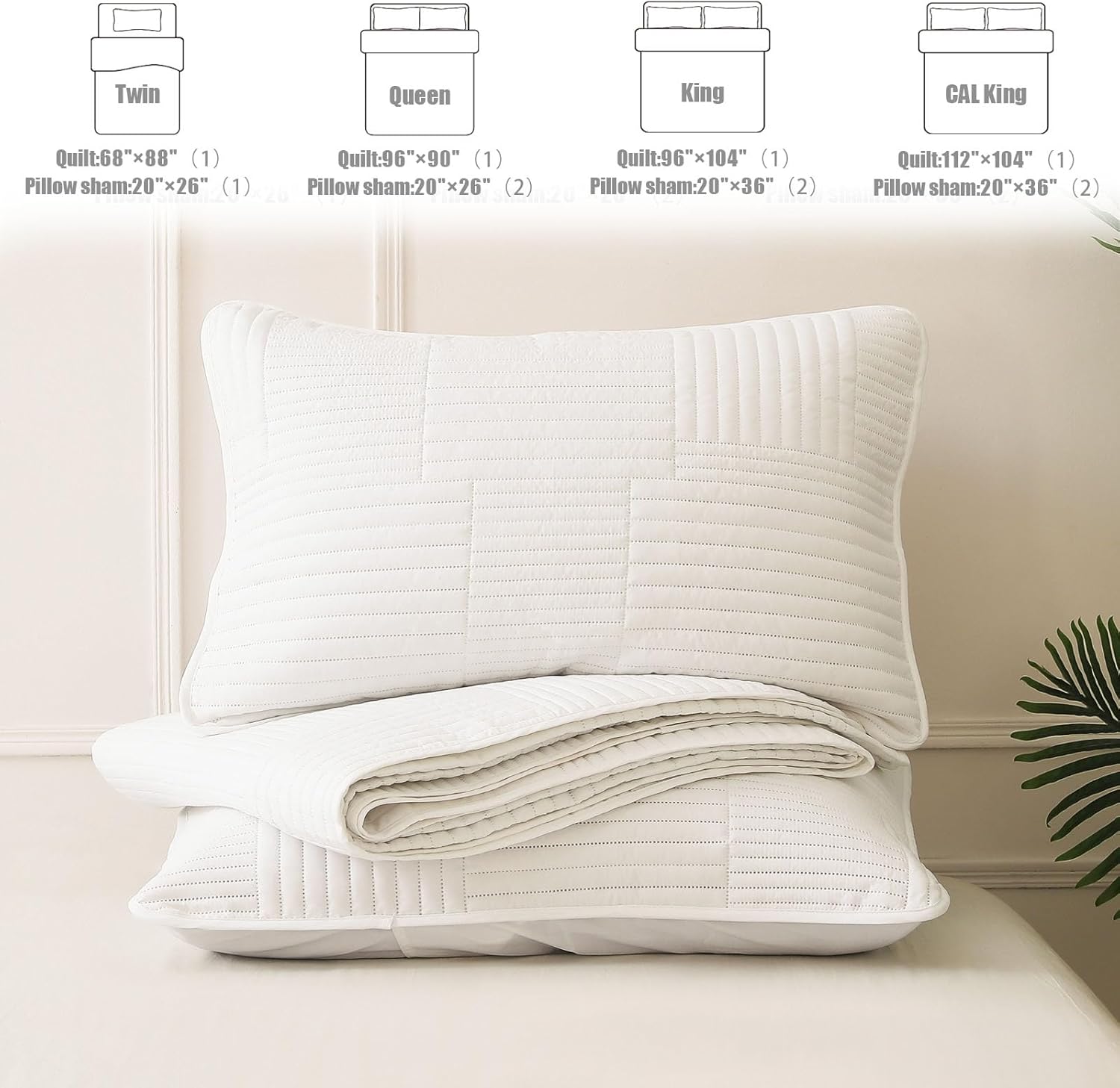 Whale Flotilla Ultra Soft Queen Quilt Bedding Set, Lightweight Microfiber White Quilts Bedspreads Full Size, 3 Piece Ultrasonic Geometric Coverlet Bed Cover for All Seasons - Image 7