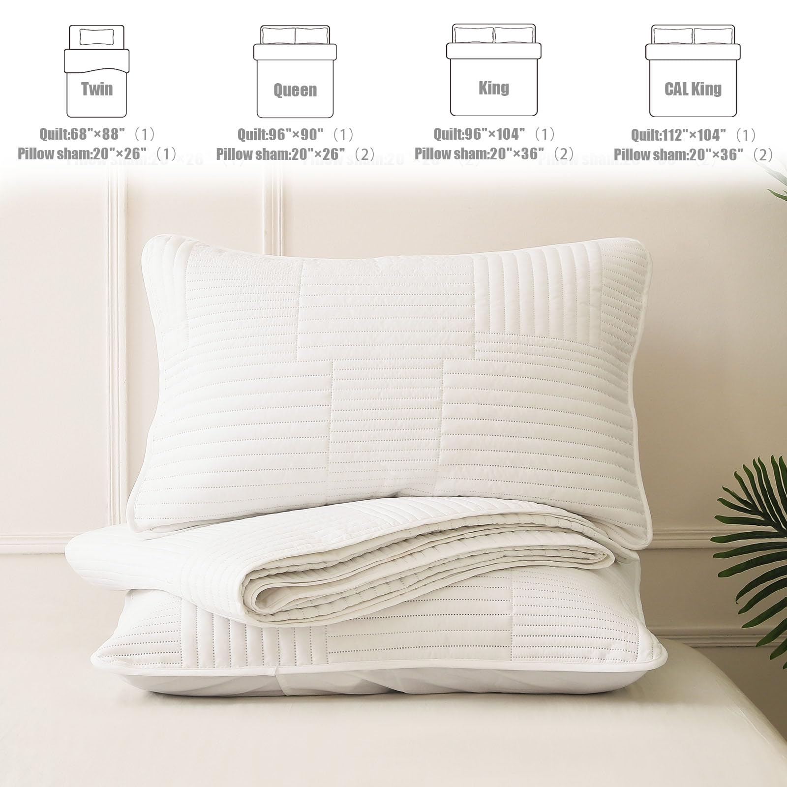 Whale Flotilla Quilted Bedspreads 3 Piece Queen Size Stripe Bedding Set, White, Full/Queen (220×240CM) - Image 7