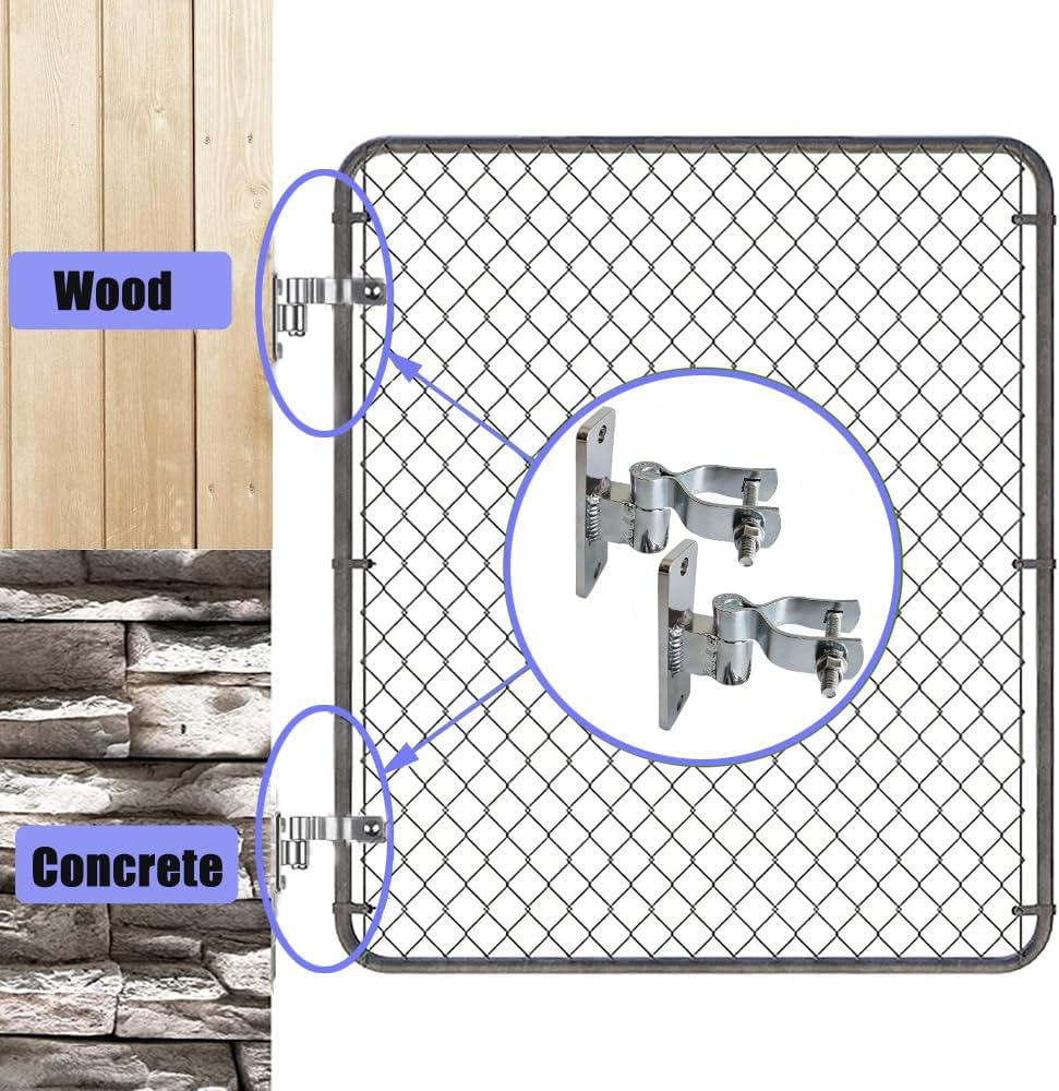 2 Pack 1-3/8 Inch Wall Mount Gate Hinge - Outdoor Gate Hardware Metal Hinges Fence Post Chain Link Fence Frame Hinge
