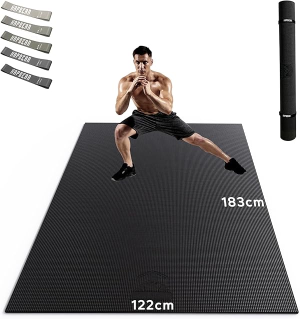 HAPBEAR Yogamatte XXL- Extra Groß Breit Sportmatte Fitnessmatte Rutschfest 213cm x 152cm/183cm x 122cm x 8mm Dicke, Hoher Dichte Ultra Haltbar PVC, Gymnastikmatte Schuhfreundlich