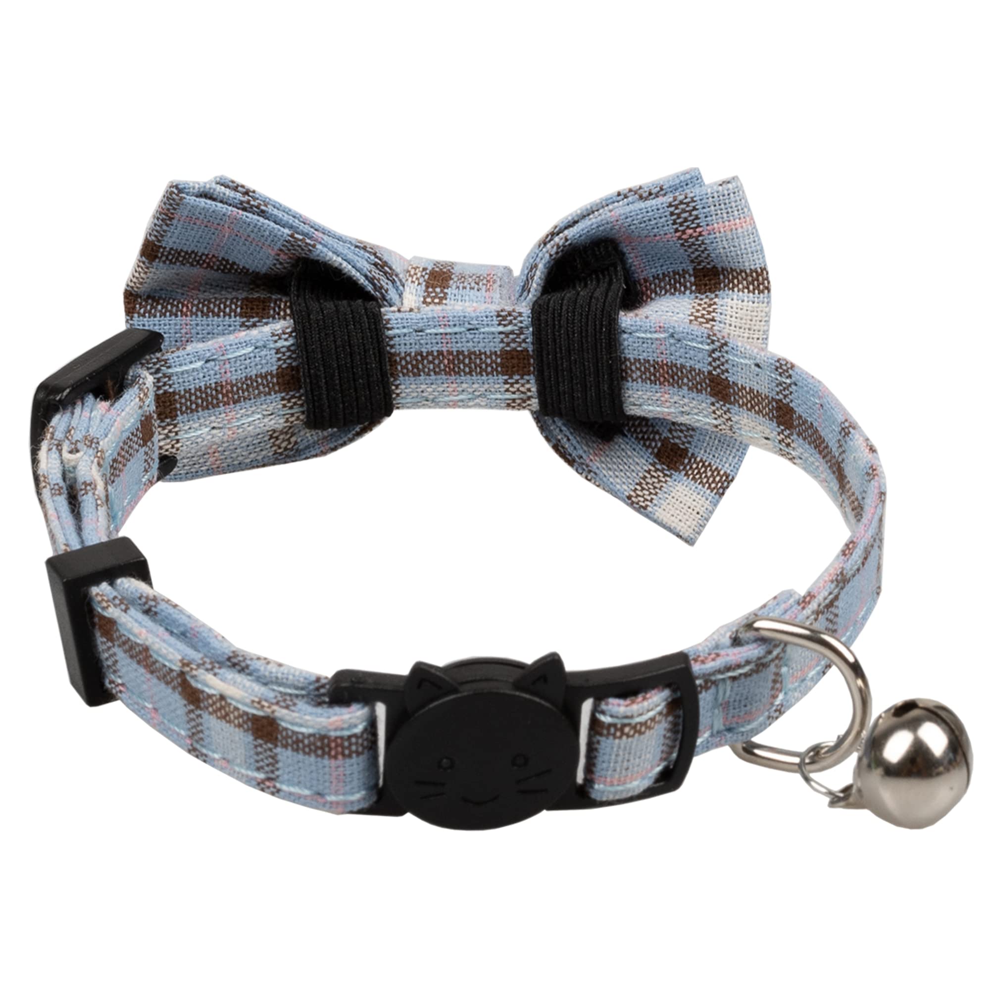Katzenhalsband, mit Sicherheitsverschluss und Glöckchen, verstellbar, einfarbig, 2 Stück, Grau
