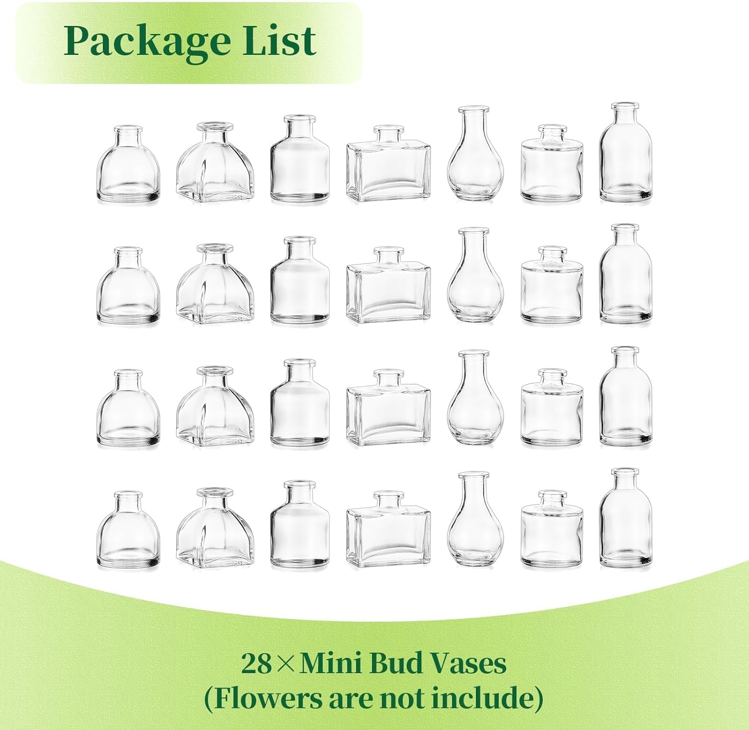 Hewory Mini Bud Vases for Centerpieces: 28pcs Small Glass Vase Bulk - Clear Tiny Vases for Wedding Baby Shower Birthday Party Events Table Decor - Image 9