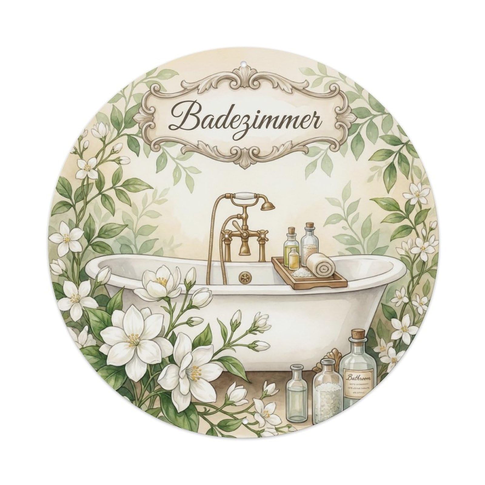 Fqnyr Style Badezimmer Jasmine Elegant Bathroom Decor Metal Tin Sign
