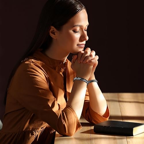 Miniatura 5 de Huquary Juego de 48 pulseras de silicona inspiradoras de las Escrituras religiosas, amor religioso, alegría, paz, paciencia, pulsera motivacional
