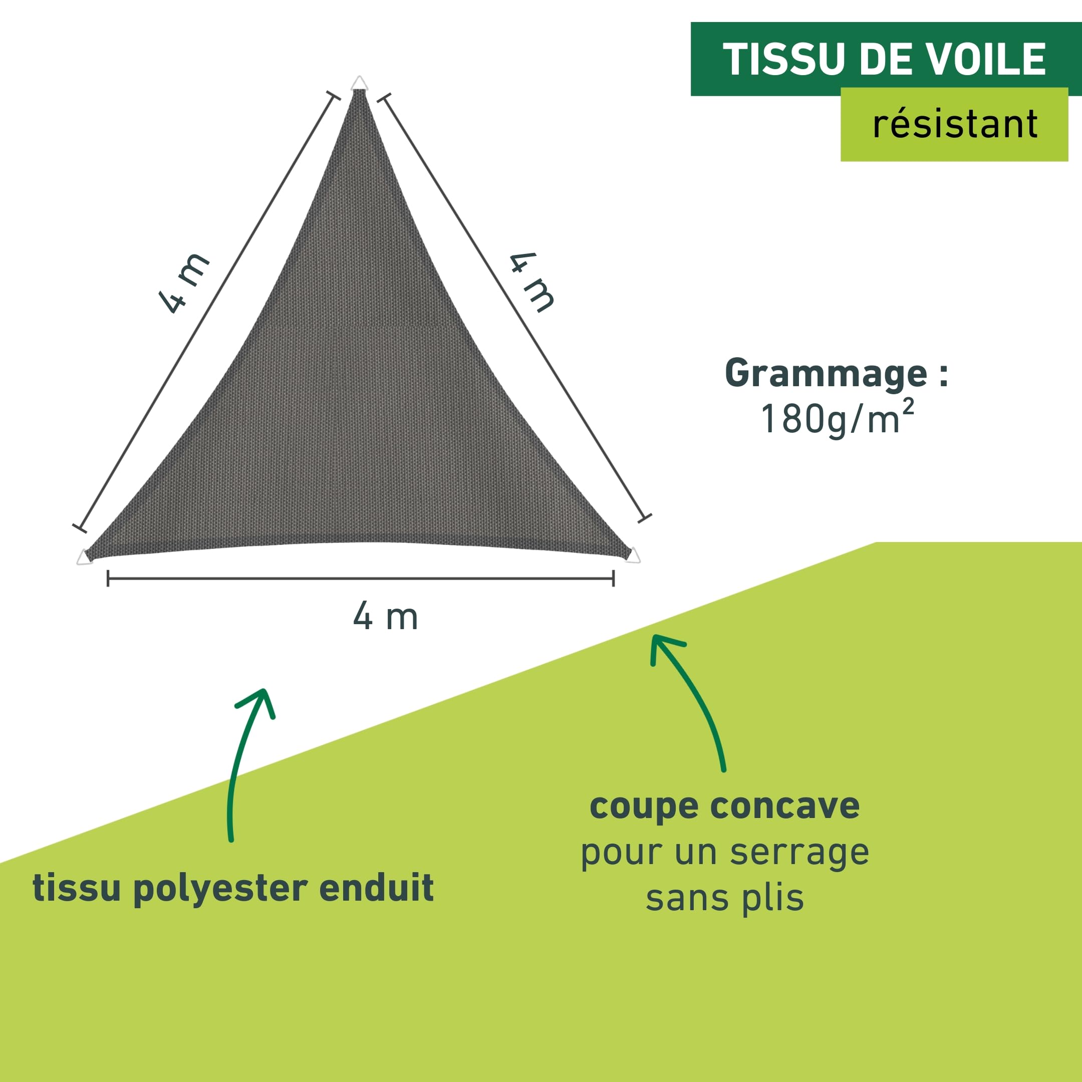 Windhager Auvent d'ombrage Triangulaire 4 x 4 m (isolé) - Protection Solaire pour Jardin et terrasse - Résistant aux UV et aux intempéries - Anthracite - 10715