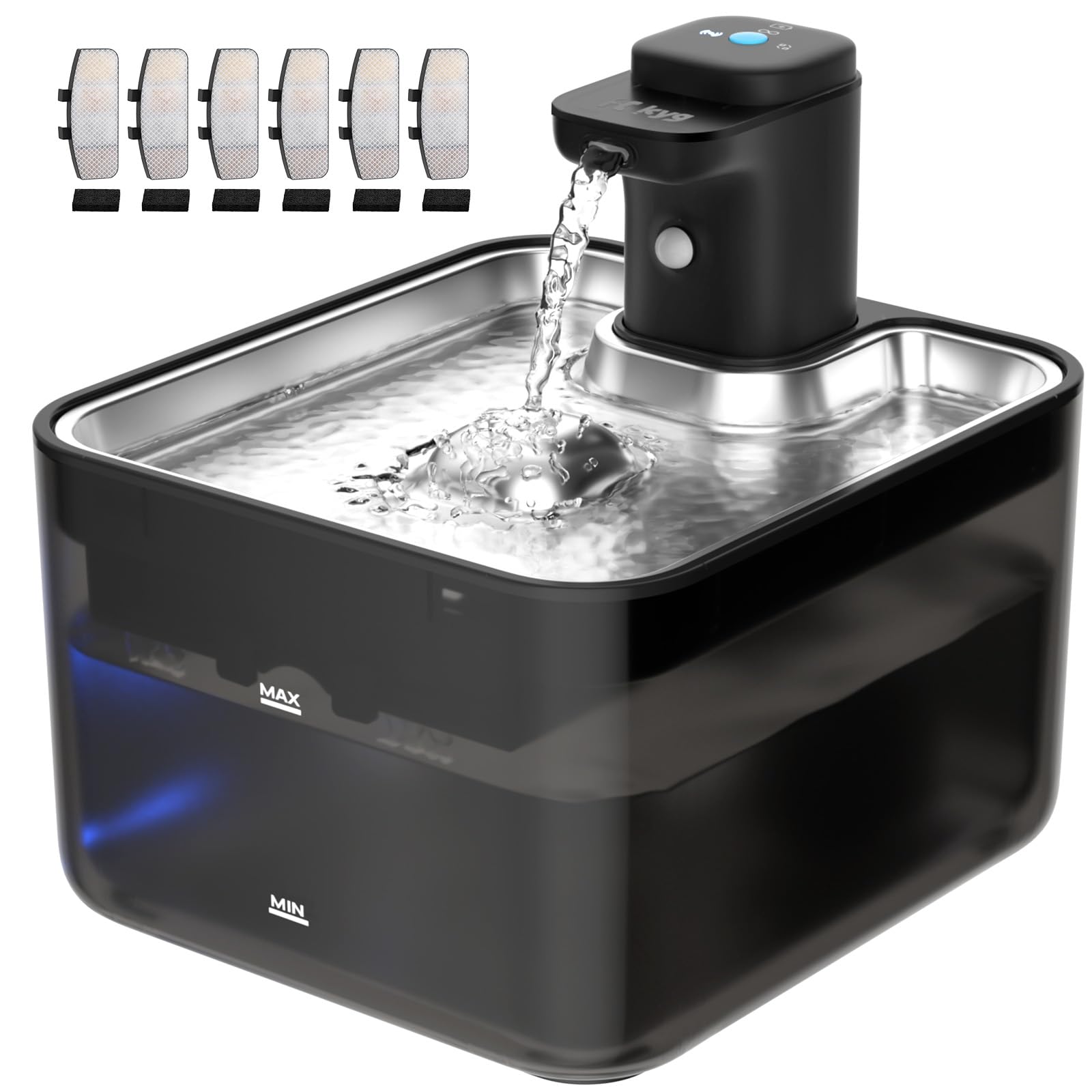 Fontaine à eau pour chat sans fil contre la déshydratation avec grand distributeur inox 3L