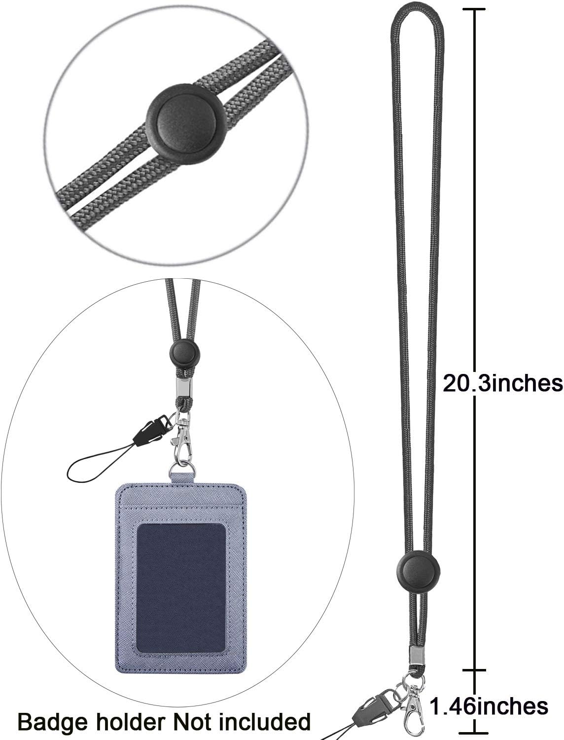 YOUOWO 5 Pack Lanyards witn a Clip For ID Badges Holder,Adjustable Grey Neck Lanyards For Pen Keys Men Women Office Cruise - Image 3