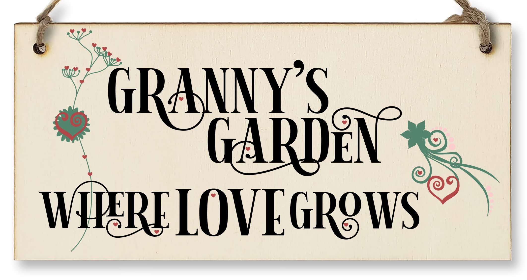 The Plum Penguin Multicolour Handmade Wooden Hanging Wall Plaque Granny's Garden Where Love Grows Decorative Sign For Grandparents