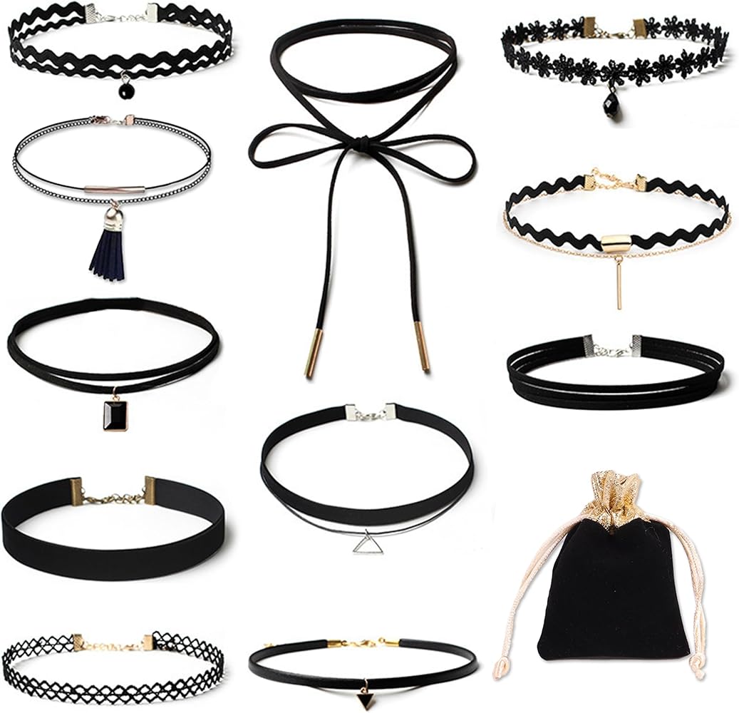 Choker Necklace for Women, 11Pcs Black Choker Necklace Set, Choker