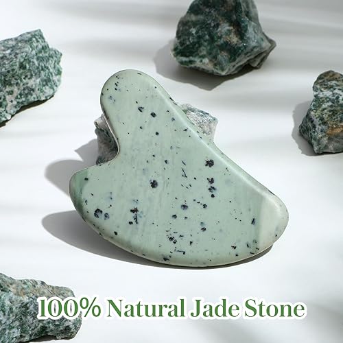 Vista 10 de rosenice Gua Sha Herramientas Faciales Natural Gua Sha Jade Piedra para el Cuidado de la Piel Facial Cuerpo para SPA