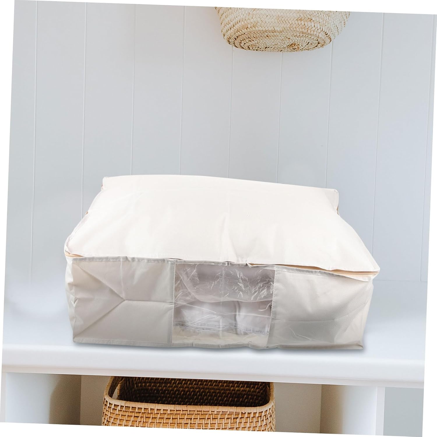 Alipis Breathable Storage Bag Quilt Storage Case Foldable Clothing Organizer Zipper and Handles