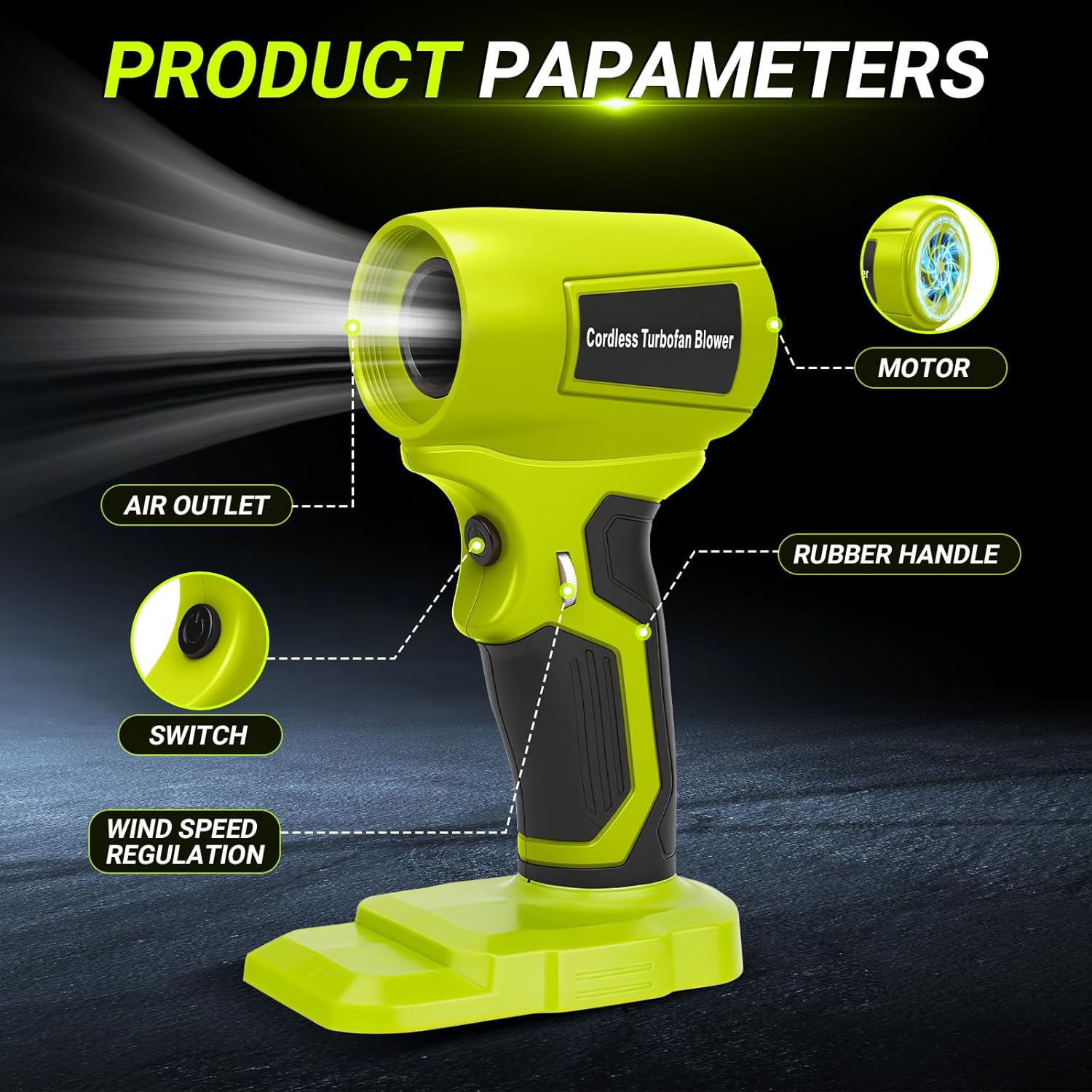 Handheld Leaf Blower for Ryobi 18V Battery, 130,000 RPM Brushless Leaf Blower with 5 Nozzles, Variable Speed, Under 65dB, Lightweight Cordless Blower for Yard Patio Cleaning (No Battery)