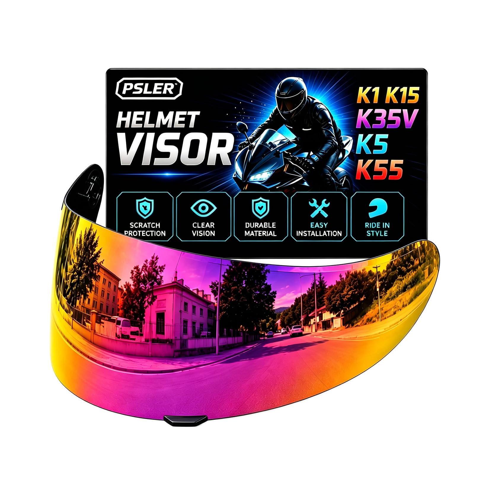 PSLER k1s Visor - k1 Helmet Visor k3 sv Przyciemniany wizjer k5 Zamiennik osłony twarzy dla k1 k1s k3 sv k5, głęboki różowoczerwony