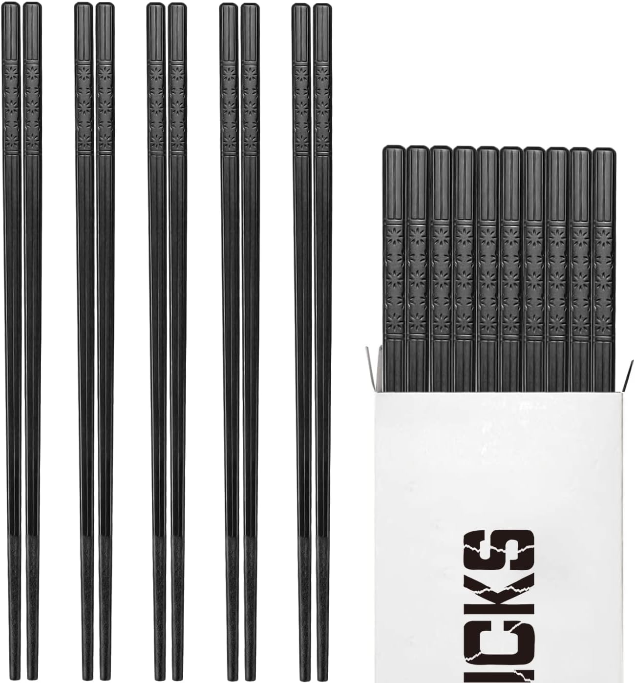 BamLue 10Pairs Fiberglass Chopsticks Reusable Chopsticks 9 1/2