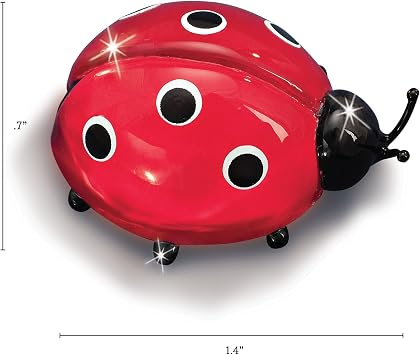 Glass Baron Ladybug Glass Mini Figurine, 0.7 x 1.4 Inches | Handcrafted ladybug figurine with airbrushed details, lucky decor accent for shelves, desks, and tables