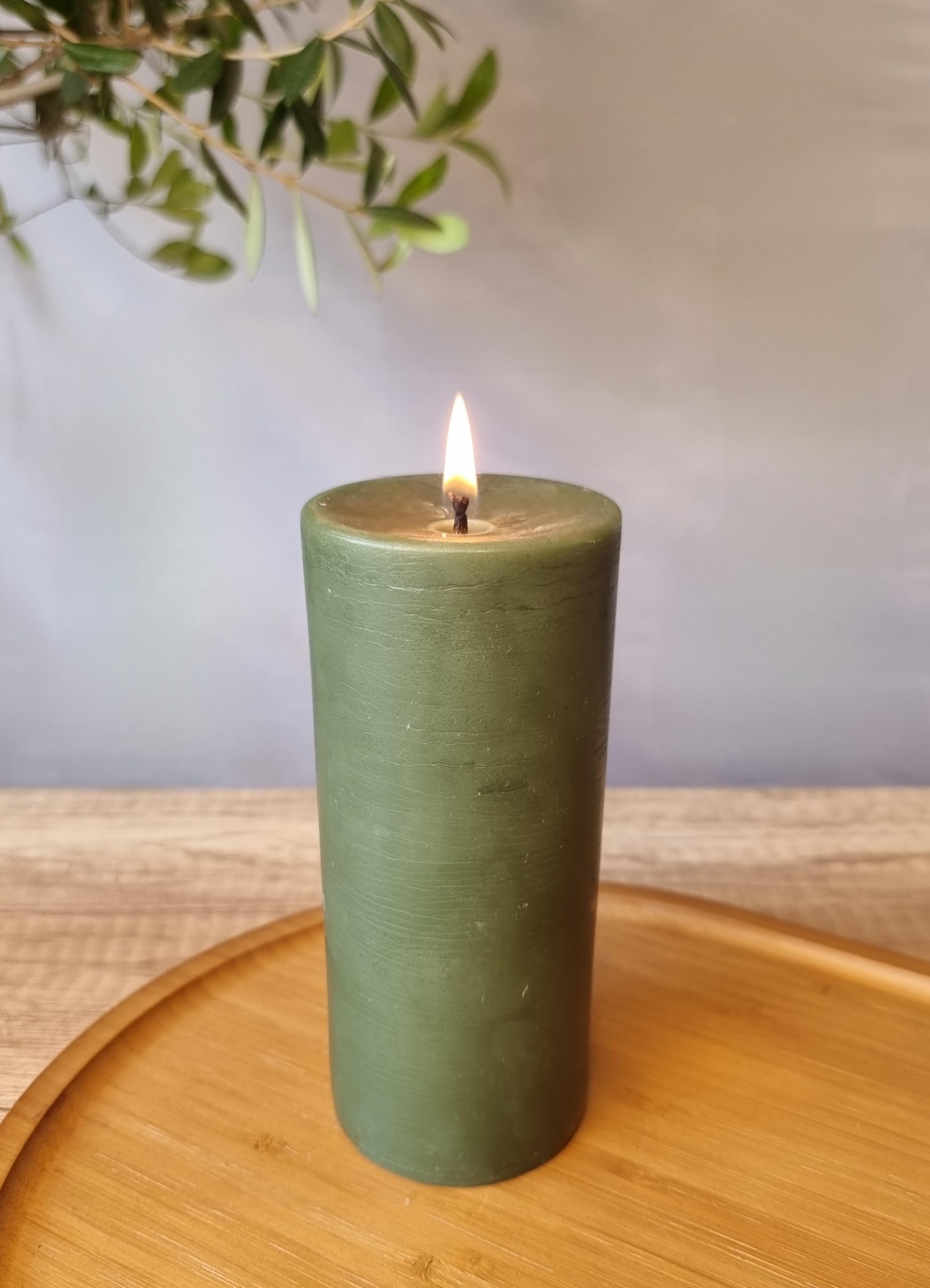 Glowing Bee Green Natural Handmade Pillar Beeswax Candle 390G 150X60mm - 60Hr Burn (1Pc) (Green)