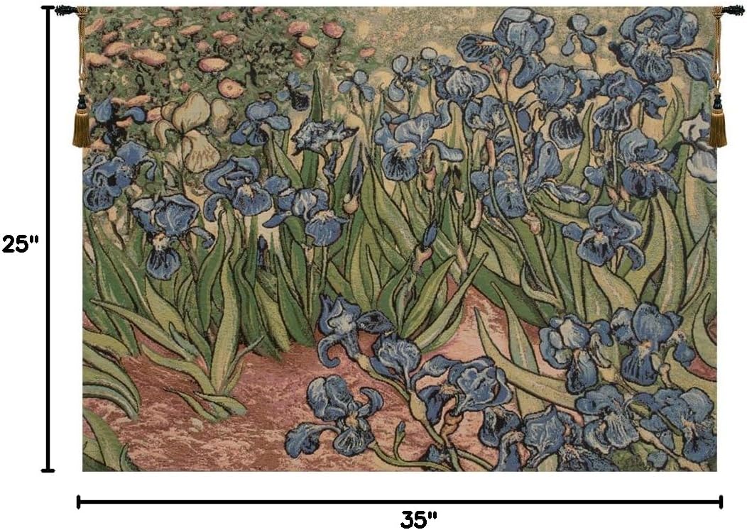 Charlotte Home Furnishings Inc. Iris Small By Van Gogh Italian Tapestry Wall Hanging 25 X 35 Inch Viscose Cotton And Polyester Blend Wall Art Perfect Wall Decor By Vincent Van Gogh