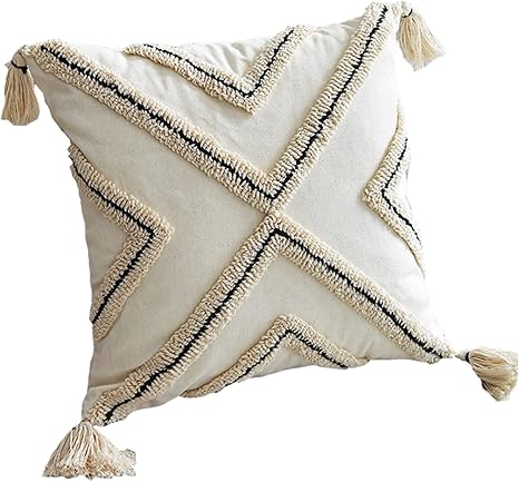 Amazon Co Jp アイモハ クッションカバー タッセル 45 45 フリンジクッション Beige2 ホーム キッチン