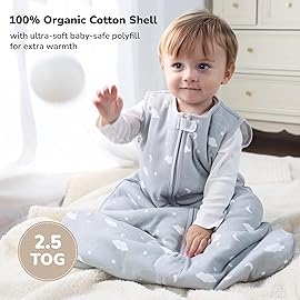 Mama Cheetah Baby Sleep Sack 2.5 TOG, Organic Cotton Baby Wearable Blanket with Two-Way Zipper, Swaddle Transition Baby Sleeping Bag for Newborn Infant Toddler Boy Girl, 12-18 Months