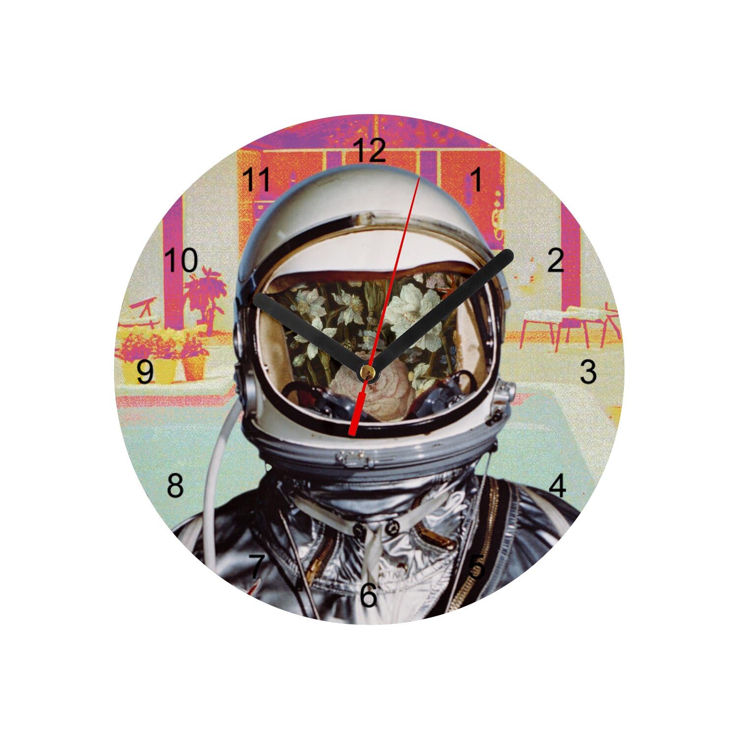 Horloge murale en verre vintage et deco psychedelique espace de 20 cm