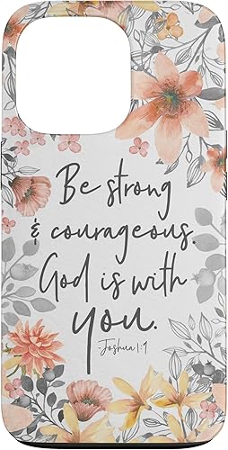 Funda para iPhone 13 Pro Pretty Floral Watercolor Art Christian Quote Joshua 19