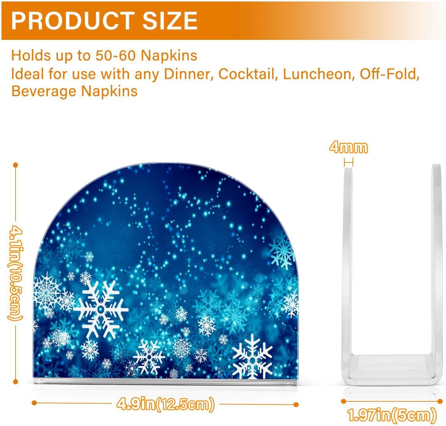 Christmas Blue Glitter Snowflakes Napkin Holder for Tables Paper Cocktail Napkin Holders for Kitchen and Dinning, Acrylic Dinner Napkin Dispenser for Restaurant Home Decor Bar Accessories 1 Pack image 4