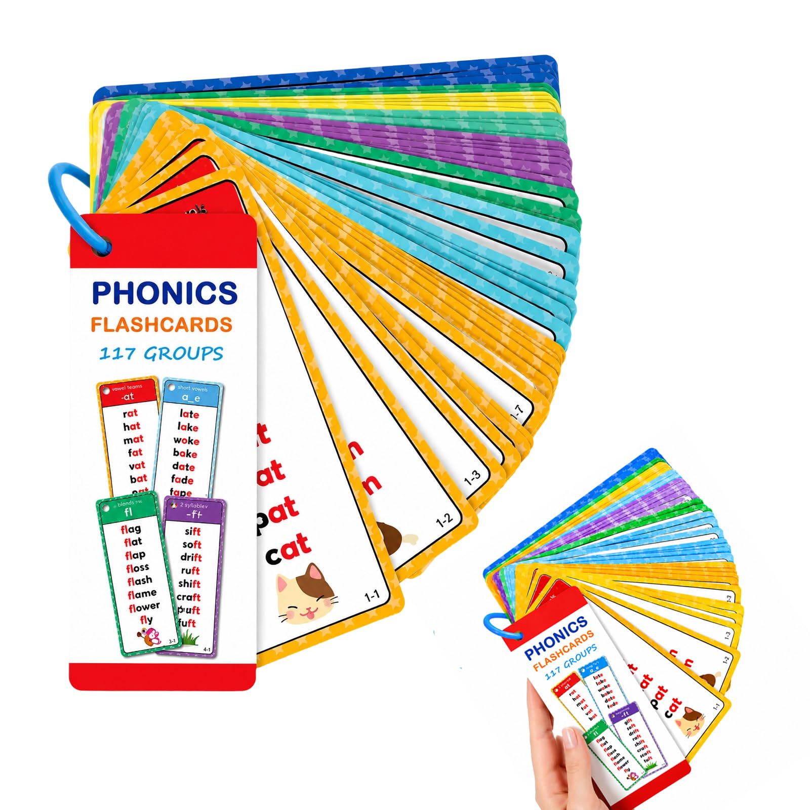 Phonics Flash Cards, 60 Double-Sided Learning Cards with 1000 Words, Educational Reading Games for Preschool Children, Speech Therapy Resources