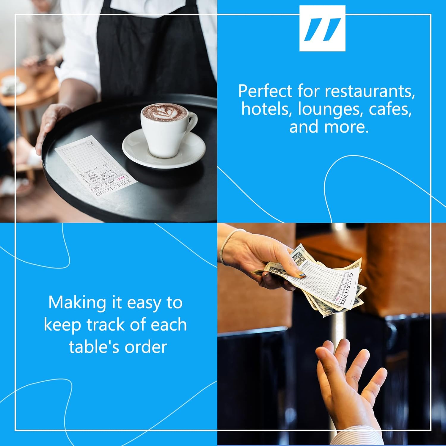 40 Pack Guest Check Books for Servers, Guest Check Note Pads for Waitress Commercial Guest Check Pads for Restaurant, Server Checkbooks for Waiter, 50 Sheets Per Server Pads Total 2000 : Industrial & Scientific