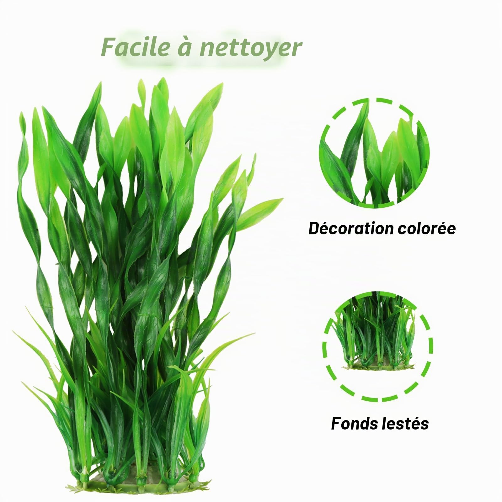 QUOZUO Lot de 20 plantes d'aquarium artificielles en plastique pour décoration d'aquarium, plantes vertes artificielles