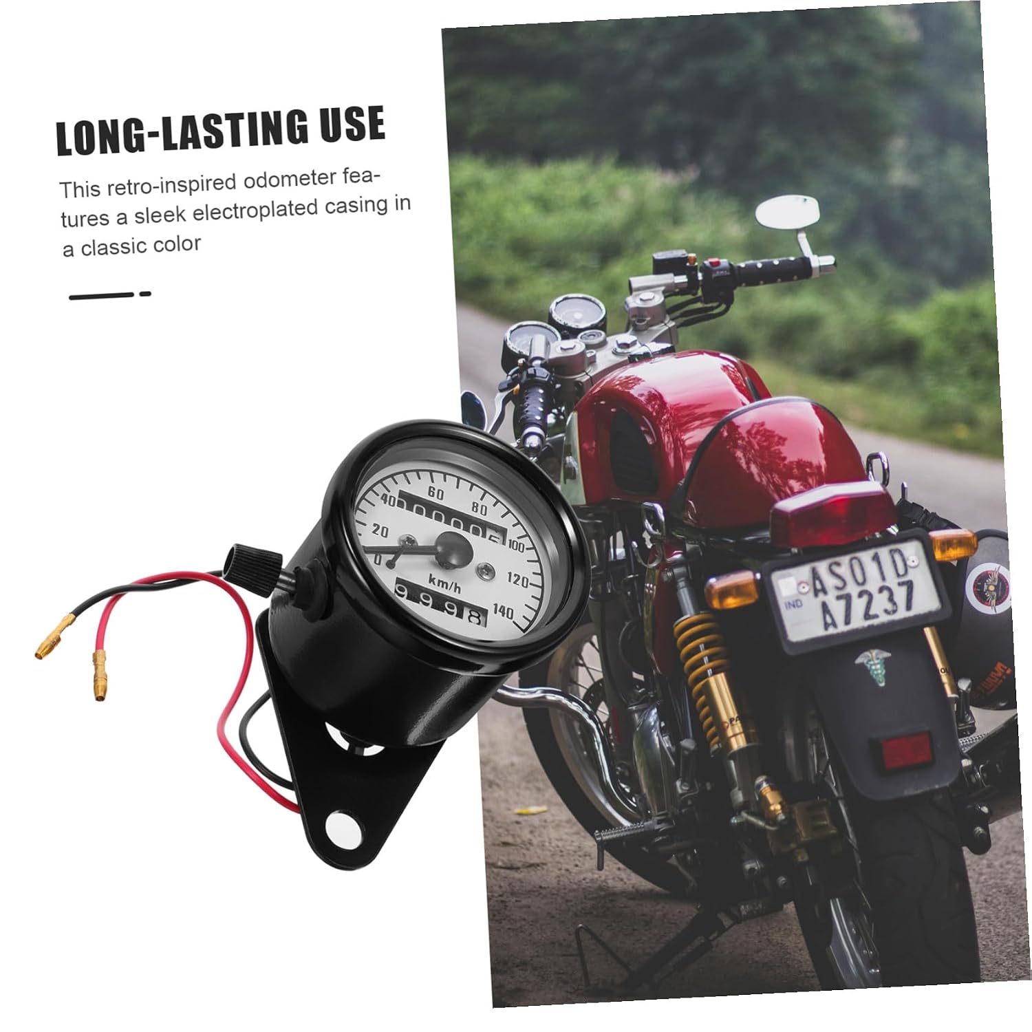 Vintage Motorcycle Speedometer Dual Odometer Gauge with White Dial and Electroplated Shell Accurate Mileage Tracking for Modified Bikes and Cruisers