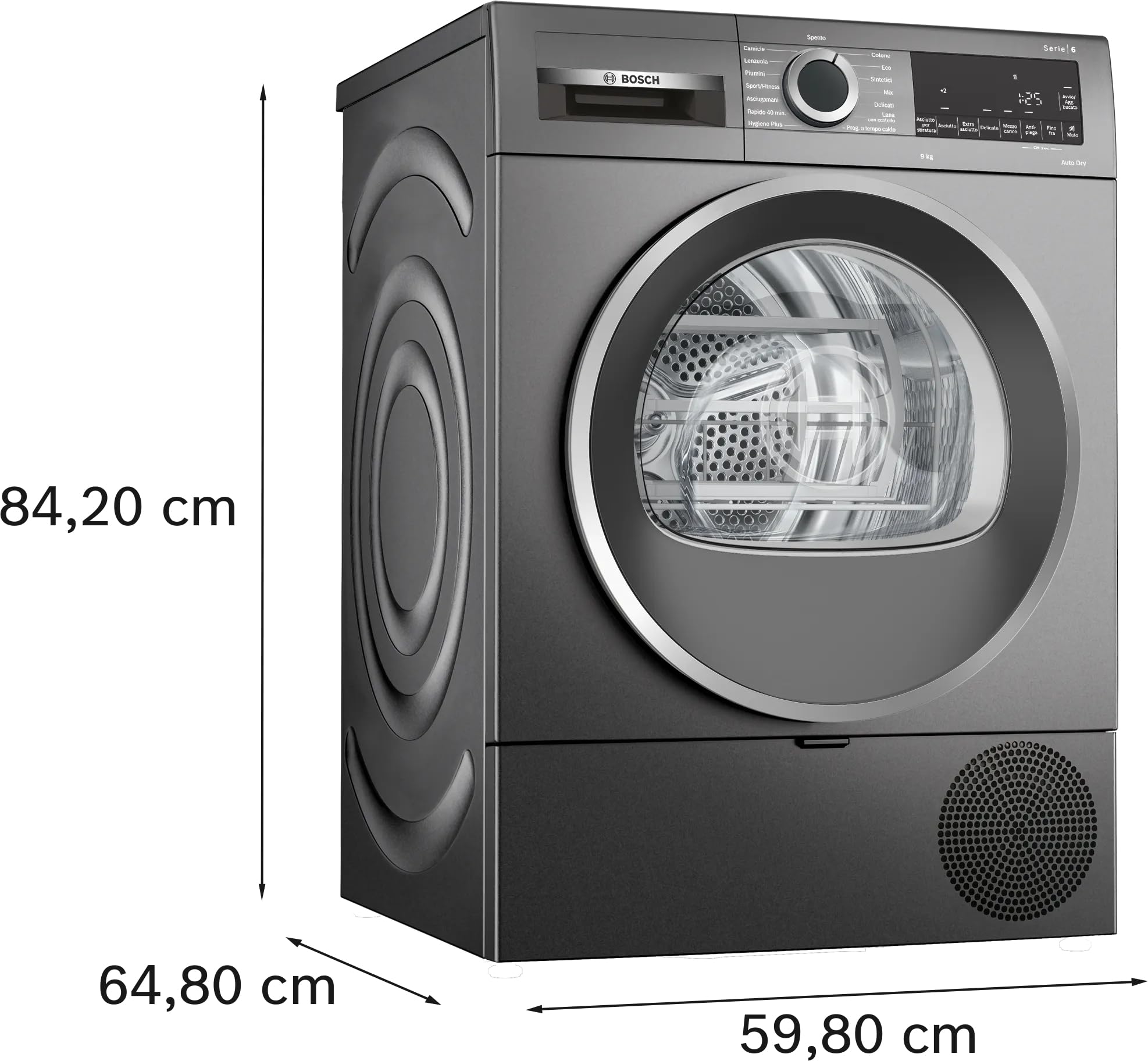 Bosch WQG243DRII Serie 6 Secadora bomba calor 9 kg Antracita Clase C