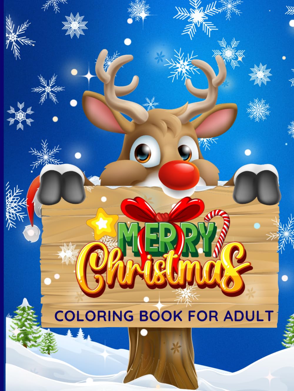 Merry Christmas Coloring Book For Adults Large Print