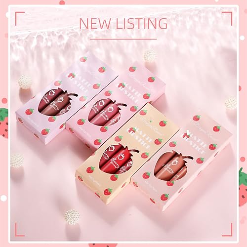 Miniatura 8 de Juego de 3 pintalabios mate color nude, terciopelo natural, humedad del aire, suave lápiz labial mate, 24 horas de duración, brillo labial para