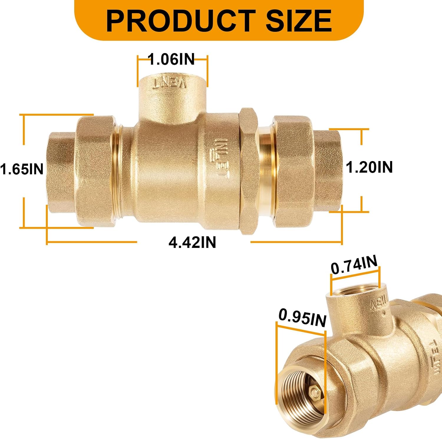 Replace for 9D-M2 3/4" Dual Check Valve Backflow Preventer with Intermediate Atmospheric Vent, Female Union Inlet and Outlet Connections