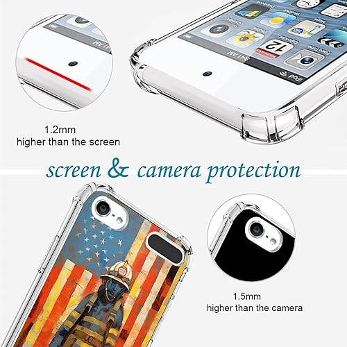 Miniatura 4 de CHUANSHI Transparent Case for iPod Touch 567 Clear Bumper Design Designer American Flag Firefighte-Art cc3 Pattern Ultra-Thin Non-Slip Four Corner