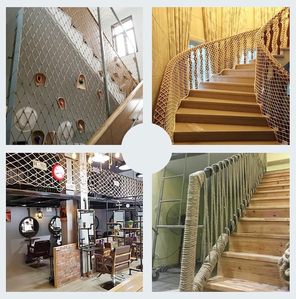 Playground Rope Netting - Decorative Jute Hemp Netting Tree House Climbing Children's Safety Netting Stairs Balcony Railing Safety Netting Heavy Duty Hemp Rope Cargo Netting Outdoor Hammock