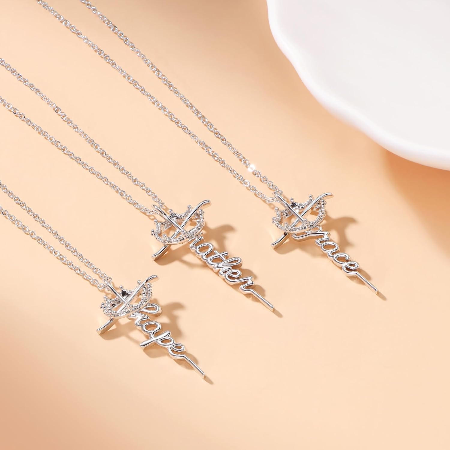 Lcherry Faith Necklace Cross Crown Necklace for Women Religious Jewelry Christian Baptisms Gifts for Women - Image 2
