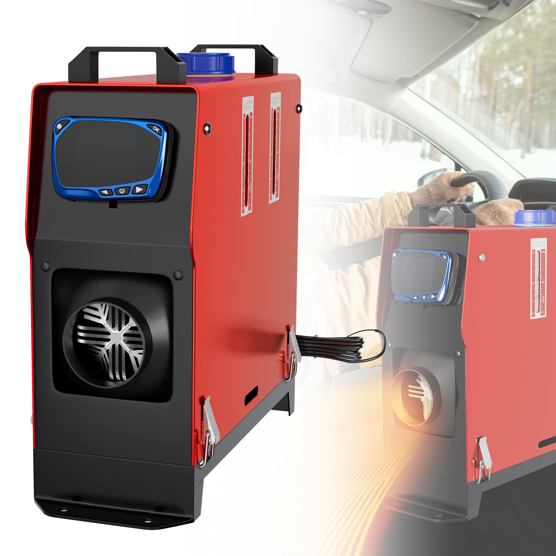 Froadp Ogrzewanie postojowe na olej napędowy, 12 V, 5 kW, z pilotem zdalnego sterowania, monitor LCD, do ogrzewania samochodowego, 5 l, ogrzewanie paliwa z ochroną przed przegrzaniem, do przyczep kempingowych, samochodów osobowych, ciężarowych (LCD, czarn