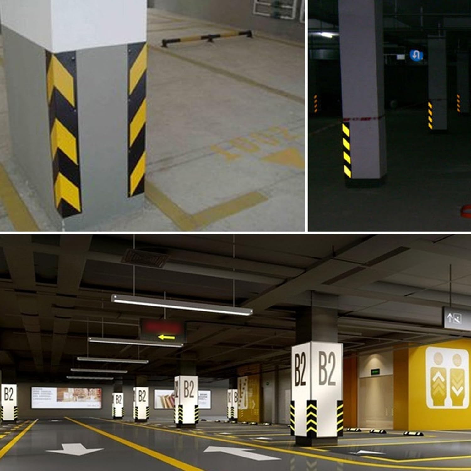XPLKQXE Garage Wall Guards, Wall EDG-e and Bumpers Protector Device, L-Shape Rubber Corner EDG-e Waterproo-f Strip, Parking Lot Pole Padding for Parking Protect Car(80x10x1cm)