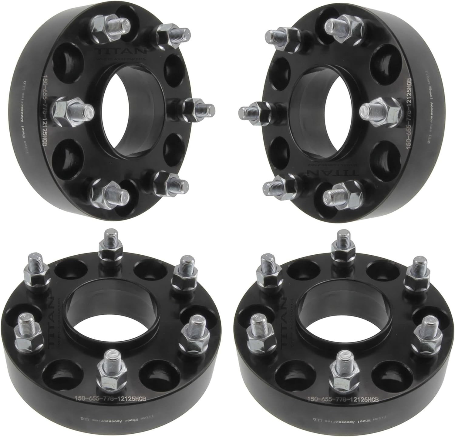 1.5 Inch Hub Centric Wheel Spacer Compatible with Ford Bronco & Ranger - 6x5.5 (6x139.7) Bolt Pattern, 93.1mm Hub Bore, 12x1.5 Studs, 38mm Thick, 6061-T6 Billet Aluminum, Black - Set of 4