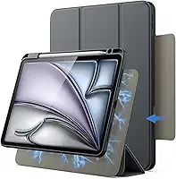 JETech Capa Magnética Destacável para iPad Air 11 Polegadas M4/M3/M2 (2026/2025/2024), iPad Air 5ª/4ª Geração com Porta-Pencil, Case Giratória Removível, Suporte Retrato/Paisagem (Cinza Espacial)