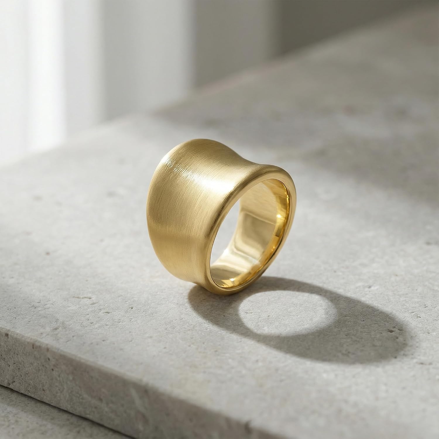 Gold Chunky Rings for Women, 14K Gold Plated Geometric Band Rings Non Tarnish Thick Statement Ring Jewelry