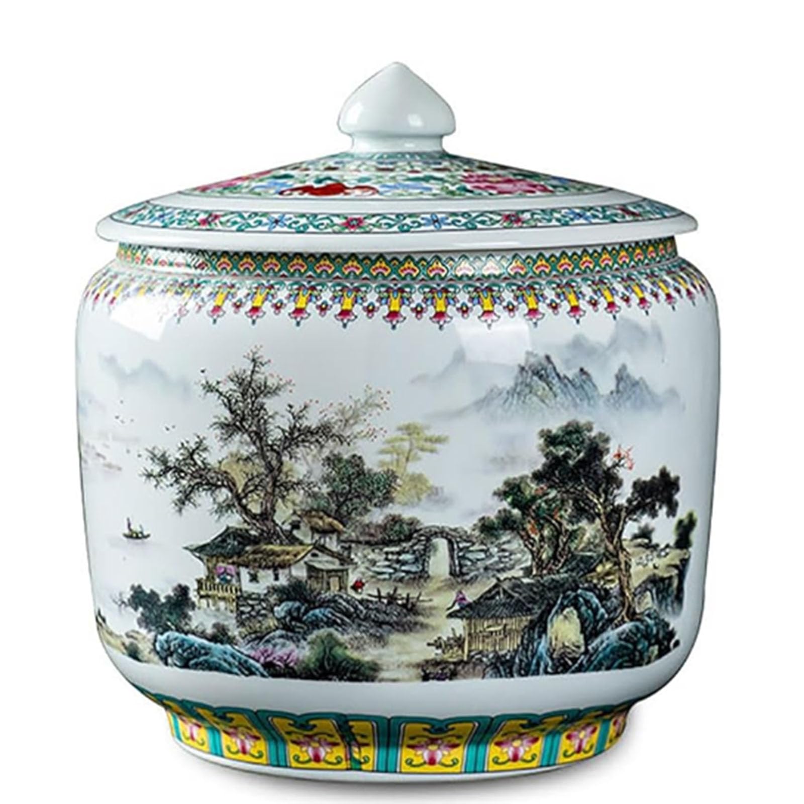 Ixtregzjkm B Ceramic Rice Storage Container With Lid, Grain Storage Container, Chinese Ceramic Rice Jar, Ceramic Dispenser Container, Food Airtight Jar For Rice, Soybeans, Flour, Snacks 5Kg